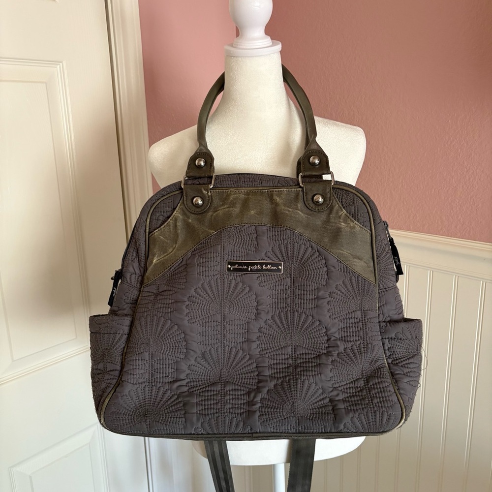 Grey Quilted Petunia Pickle Bottom Diaper Bag/Backpack